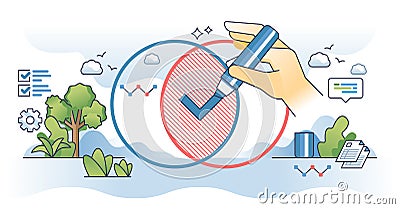 Correlation analysis or bivariate statistic calculation outline hands concept Vector Illustration
