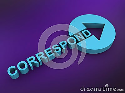 correspond word on purple Stock Photo