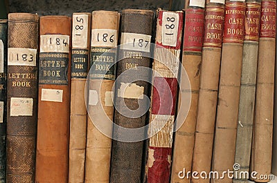 Correspondence and finance records in company archives Stock Photo