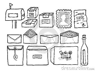 Correspondence mail objects set Stock Photo