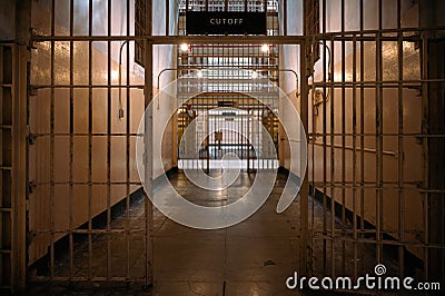 Corridor in Alcatraz prison cell in San Francisco in United States Editorial Stock Photo