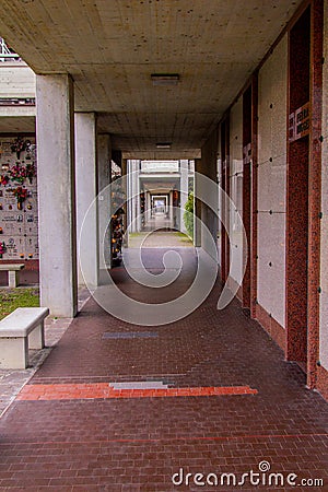 Corridor along the cemetery of Parma Editorial Stock Photo