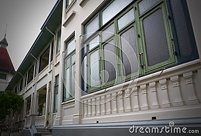 The corridor between the buildings in Phayathai Palace of King Rama VI Stock Photo