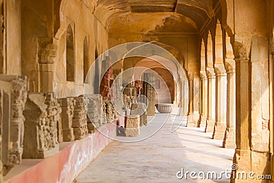 A corridor at Chand Baori Stepwell Stock Photo