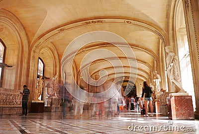 A corridor inside the Louvre Gallery, Paris Editorial Stock Photo