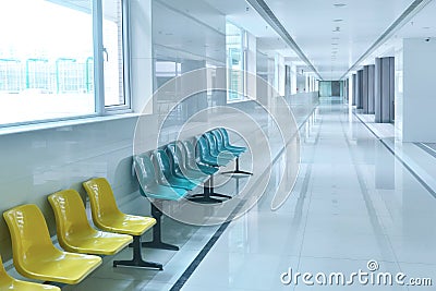 Corridor of modern hospital building Stock Photo