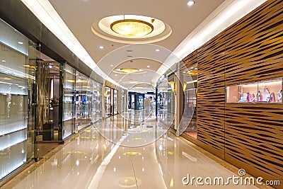 Corridor of modern shopping mall Stock Photo