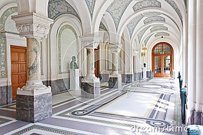 Corridor of the Peace Palace, The Hague Stock Photo