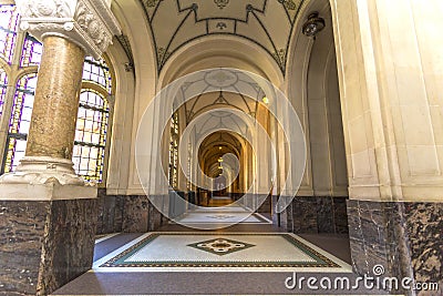 Corridor of the Peace Palace, The Hague Stock Photo