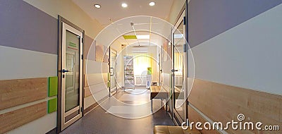 Corridor of a private medical clinic in Kharkov, the concept of health and treatment Editorial Stock Photo