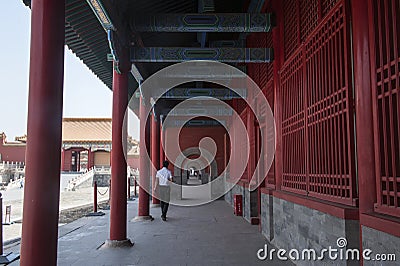 Corridors in The forbidden city Editorial Stock Photo
