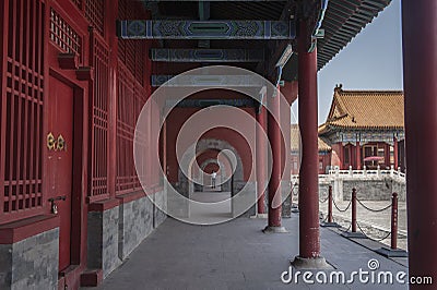 Corridors in The forbidden city Editorial Stock Photo