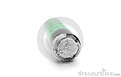 Corroded Battery with Leakage or Battery Acid, that Can Burn Skin and Contaminate Soil. Green Planet, Recycling Concept Stock Photo