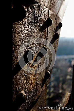 Rust clinch nail corroded iron Landschaftspark, Duisburg, Germany Stock Photo