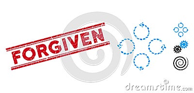 Grunge Forgiven Line Stamp with Mosaic Rotation Icon Stock Photo