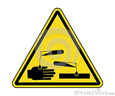 Corrosive Substance Warning Label. International Corrosive Substance Hazard Symbol. Corrosive Substance Warning Sign Stock Photo