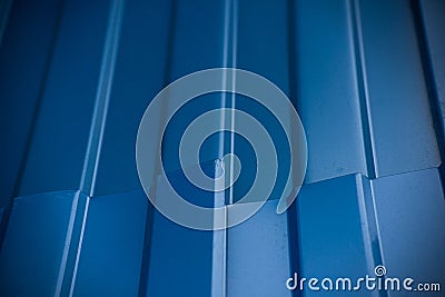Corrugated blue metal sheet is close Stock Photo