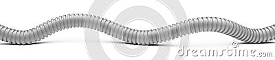 Corrugated grey pipe for installation of electrical cable. Plastic curvilinear hoses. Cartoon Illustration