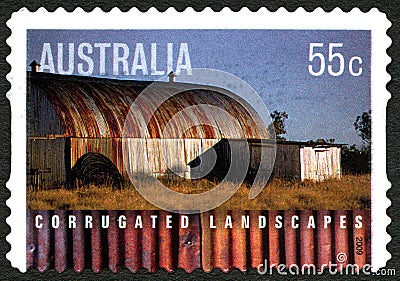 Corrugated Landscapes Australian Postage Stamp Editorial Stock Photo