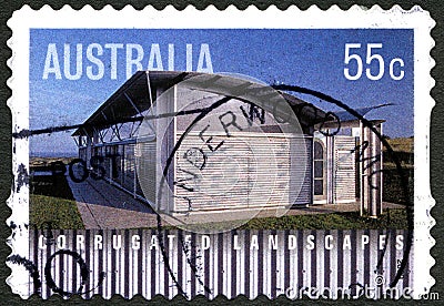 Corrugated Landscapes Australian Postage Stamp Editorial Stock Photo