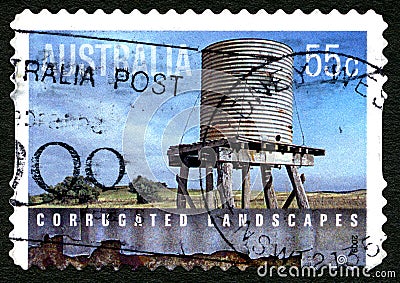 Corrugated Landscapes Australian Postage Stamp Editorial Stock Photo