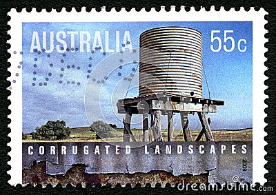 Corrugated Landscapes Australian Postage Stamp Editorial Stock Photo