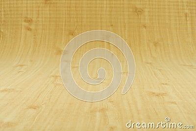 Corrugated paper with wood pattern background curve on the conner to infinity background Stock Photo