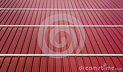 Corrugated roof metal sheets. Modern types of roofing materials. Stock Photo