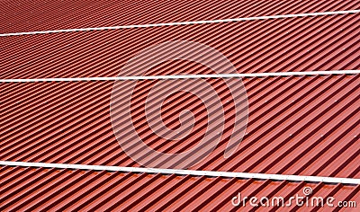 Corrugated roof metal sheets. Modern types of roofing materials. Stock Photo