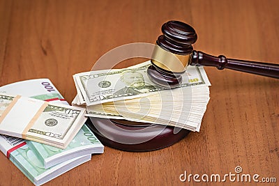 Corrupt judge.Bribe to the judge. Money fraud. Stock Photo