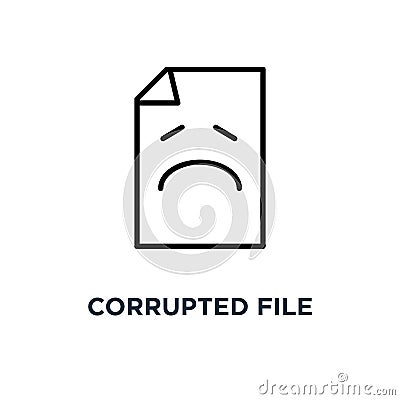 Corrupted file document icon. Linear simple element illustration Vector Illustration