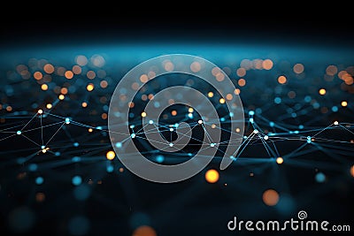 corrupted network or connection abstract digital background of points and lines glowing plexus big data abstract technology Stock Photo