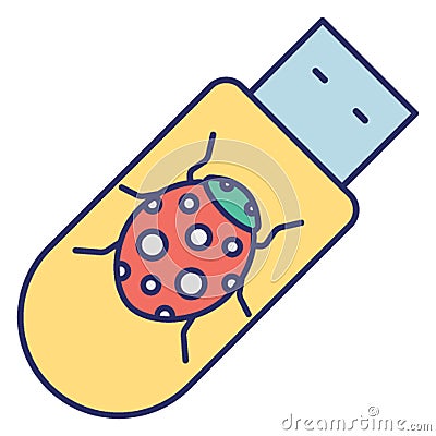 Corrupted stick, infected flash drive Vector Icon which can easily modify or edit Vector Illustration