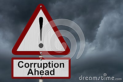 Corruption Ahead Caution Sign Stock Photo