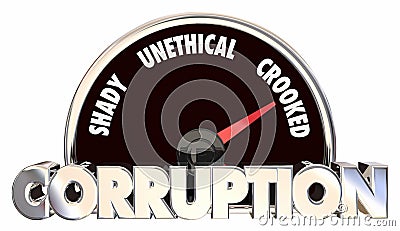 Corruption Crooked Unfair Behavior Gauge Speedometer Stock Photo