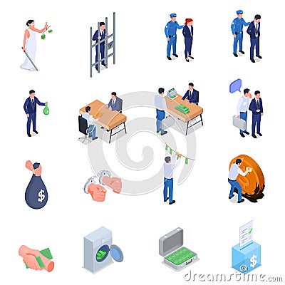 Corruption Isometric Set Vector Illustration