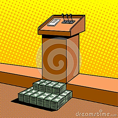 Corruption metaphor in politics pop art vector Vector Illustration