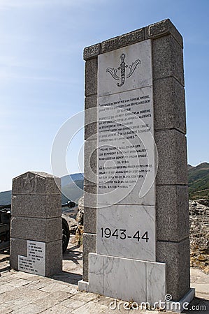 Corsica, monument of the battle at Col de Teghime, Haute Corse, Cap Corse, Barbaggio, Upper Corse, France, Europe, inland, island Editorial Stock Photo
