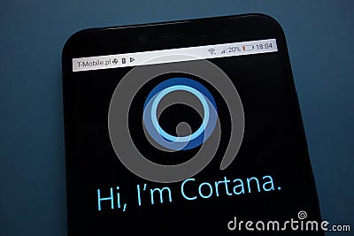 Cortana logo on smartphone Editorial Stock Photo