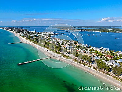 Cortez beach and little pier, Anna Maria Island Stock Photo