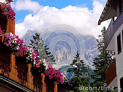 Cortina d`Ampezzo has a thousand year old history and a long tradition as a tourist destination: Dolomites mountains. Stock Photo
