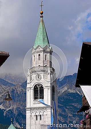 Cortina d`Ampezzo has a thousand year old history and a long tradition as a tourist destination: Dolomites mountains. Stock Photo