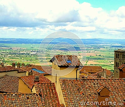 Cortona Rooftops Stock Photo