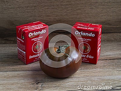 A Coruna, Spain - February 4, 2018 Fried tomato sauce Orlando Editorial Stock Photo