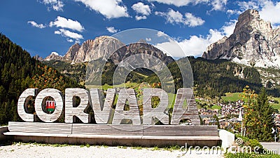 Corvara, sport centre in Dolomites mountains Editorial Stock Photo