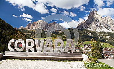 Corvara, sport centre in Dolomites mountains Editorial Stock Photo