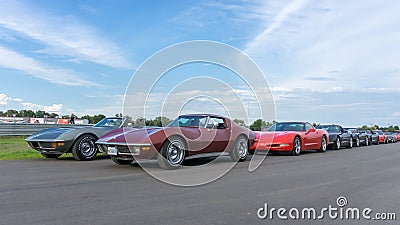 `Corvettes on Woodward` show at the M1 Concourse, at the Woodward Dream Cruise. Editorial Stock Photo