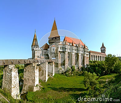 Corvin Castle in Hunedoara, Romania Stock Photo