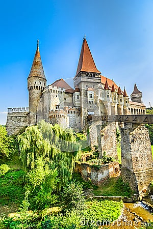 Corvin Castle in Hunedoara, Romania Stock Photo
