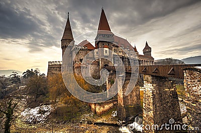 Corvinesti Castle, Romania Stock Photo